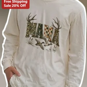 MAMA Long Sleeve Tee Duck Hunting Camo Gift for Outdoor Mom available at our Los Angeles warehouse