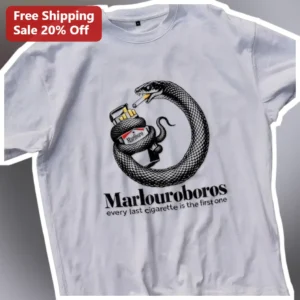 Marlouroboros Every Last Cigarette Is The First One Tee Ouroboros Snake Smoking Parody Graphic Shirt available at our Los Angeles warehouse