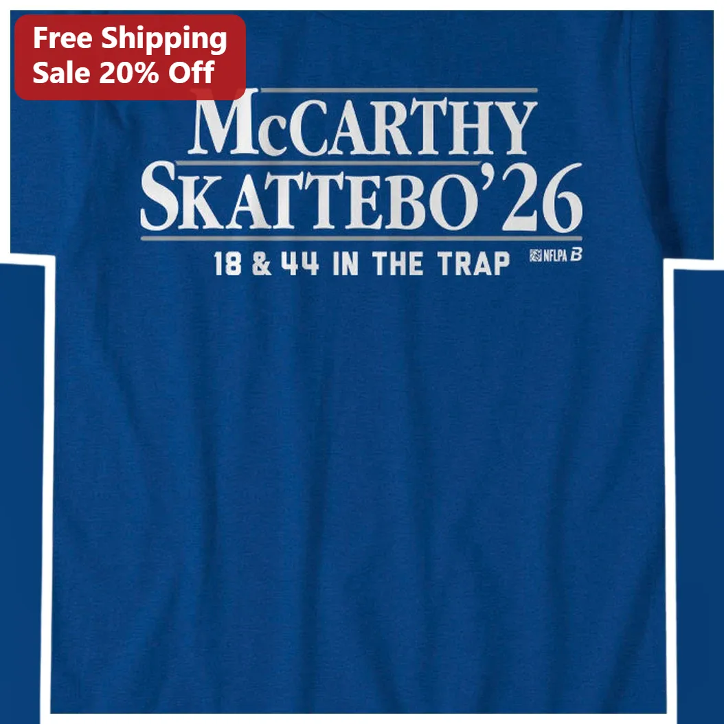 McCarthy 18 44 IN THE TRAP J.J. McCarthy Cam Skattebo Giants — Los Angeles McCarthy 18 44 IN THE TRAP J.J. McCarthy Cam Skattebo Giants Fan Tee available at our Los Angeles warehouse