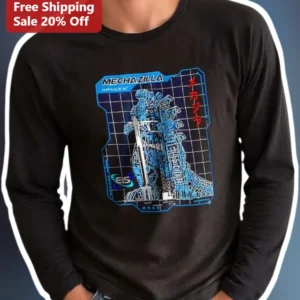 MECHAZILLA SpaceX Long Sleeve Tee Mechagodzilla Blueprint Sci-Fi Kaiju Apparel Gift for Space Fans available at our Los Angeles warehouse