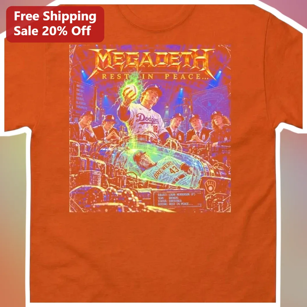 Megadeth Rest In Peace Shohei Ohtani Parody Graphic Tee available at our Los Angeles warehouse