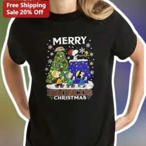 Merry Broncos Christmas Tee Snoopy Peanuts Gang Denver...