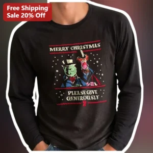Merry Christmas Please Give Generously Long Sleeve Tee...