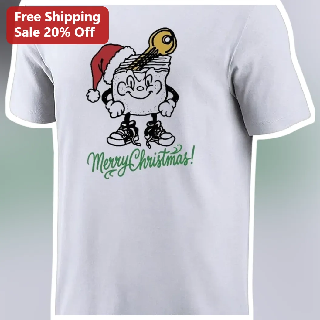 Merry Christmas! Vintage Cartoon Marshmallow Graphic Tee Funny Holiday Gift available at our Los Angeles warehouse