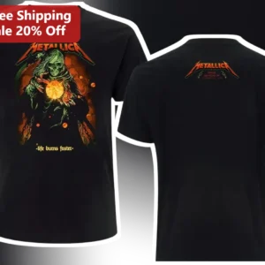 Metallica Life Burns Faster Sphere Residency Tee No Repeat Weekends Las Vegas Concert Merch available at our Los Angeles warehouse