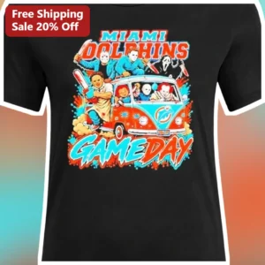 Miami Dolphins Gameday Horror Movie Michael Myers Volkswagen Bus Tee available at our Los Angeles warehouse