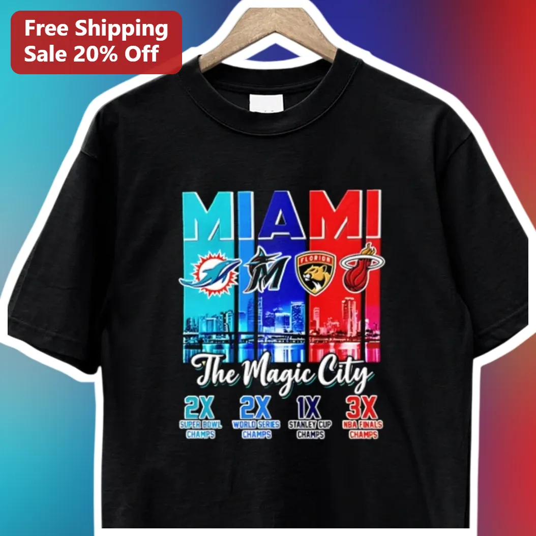 Miami The Magic City Sports Championships Tee available at our Los Angeles warehouse
