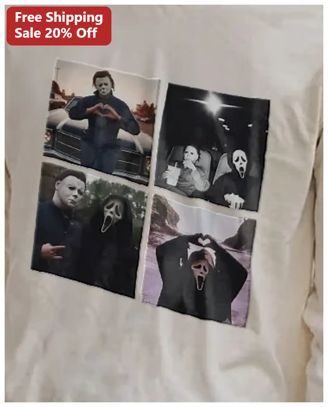 Michael Myers Ghostface Tee Horror Movie Slasher Icons Cute Couple Gift Shirt available at our Los Angeles warehouse