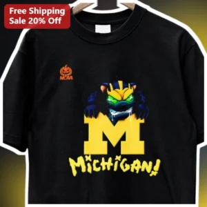Michigan Halloween Zombie Wolverine Graphic Tee Spooky College...