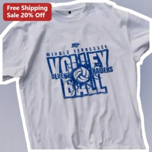 Middle Tennessee Volleyball Blue Raiders Tee MTSU Fan Gear Retro Distressed Shirt available at our Los Angeles warehouse