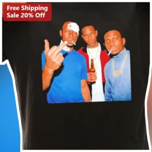 Migos Tee Black Hip Hop Rap Group Photo Print Unisex Cotton Shirt for Fans available at our Los Angeles warehouse