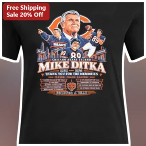 Mike Ditka Chicago Bears Legend Tee Thank You For The Memories Player Coach Forever A Bear available at our Los Angeles warehouse