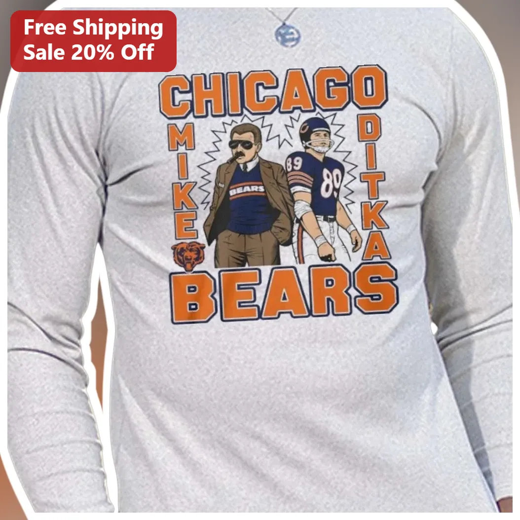 Mike Ditka Chicago Bears Long Sleeve Tee Vintage NFL Legend Iron Mike Da Coach Fan Gift available at our Los Angeles warehouse