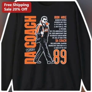 Mike Ditka Da Coach Iron Mike Number 89 Retired Long Sleeve Tee available at our Los Angeles warehouse