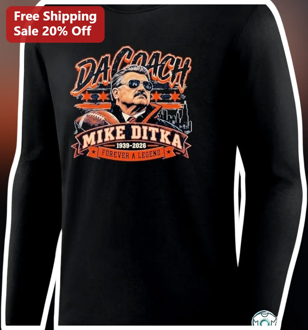 Mike Ditka Da Coach Memorial Long Sleeve Shirt Chicago Bears Legend Tribute available at our Los Angeles warehouse