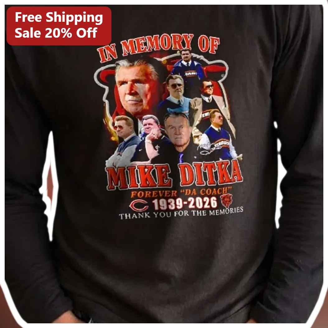 Mike Ditka In Memory Of Da Coach Memorial Long Sleeve Shirt available at our Los Angeles warehouse