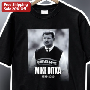 Mike Ditka Memorial Tee 1939-2026 Chicago Bears Legend Tribute Shirt available at our Los Angeles warehouse