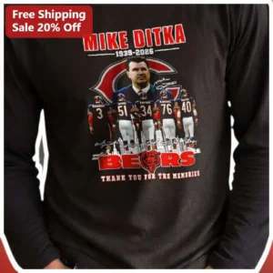 Mike Ditka Thank You For The Memories Long Sleeve Shirt Chicago Bears Tribute Iron Mike NFL Legend M available at our Los Angeles warehouse