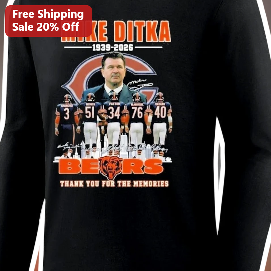 Mike Ditka Thank You For The Memories Tribute Long Sleeve Sh — Los Angeles Mike Ditka Thank You For The Memories Tribute Long Sleeve Shirt Chicago Bears Legend Memorial Appare available at our Los Angeles warehouse