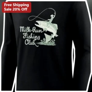 Milk Run Fishing Club Long Sleeve Shirt Vintage Angler Gift for Men Women Fly Fishermen available at our Los Angeles warehouse
