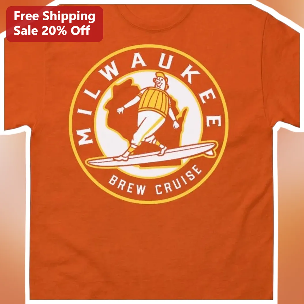 Milwaukee Brew Cruise Tee Retro Surf Badge Design Wisconsin — Los Angeles Milwaukee Brew Cruise Tee Retro Surf Badge Design Wisconsin Lakefront Brewery Tour Souvenir Shirt available at our Los Angeles warehouse