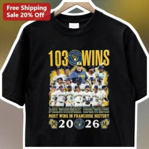 Milwaukee Brewers Wins Most Wins In Franchise History Tee available at our Los Angeles warehouse