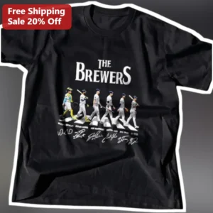 Milwaukee Brewers Abbey Road Parody Tee Christian Yelich William Contreras Signatures Vintage Baseba available at our Los Angeles warehouse