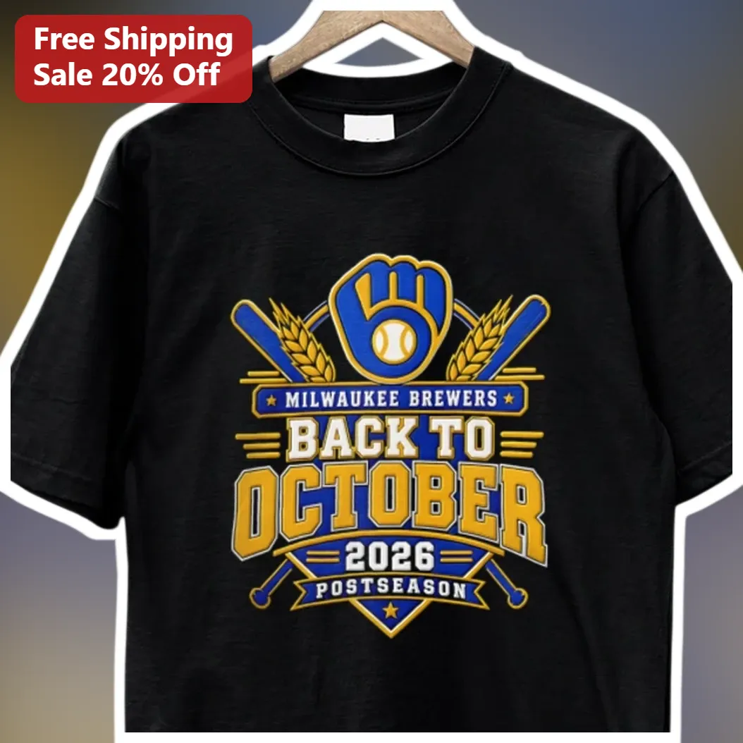 Milwaukee Brewers Back to October 2026 Postseason Tee — Los Angeles Milwaukee Brewers Back to October 2026 Postseason Tee available at our Los Angeles warehouse