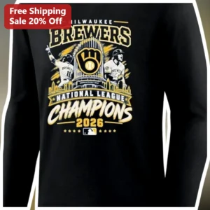 Milwaukee Brewers National League Champions 2026 Long Sleeve Shirt available at our Los Angeles warehouse