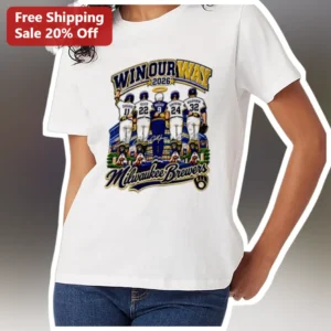 Milwaukee Brewers Win Our Way Christian Yelich Graphic Tee Baseball Fan Shirt available at our Los Angeles warehouse
