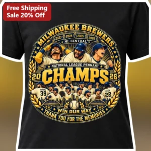 Milwaukee Brewers Win Our Way NL Central Champs Tee Thank You For The Memories available at our Los Angeles warehouse