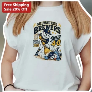 Milwaukee Brewers World Series 2026 Sweep 4-0 Bernie Brewer Tee available at our Los Angeles warehouse