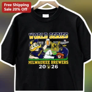 Milwaukee Brewers World Series Tee Bernie Brewer Fan Gear Baseball Apparel available at our Los Angeles warehouse