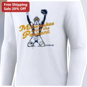 Milwaukee Wins The Pennant Long Sleeve Tee Vintage Baseball Fan Apparel available at our Los Angeles warehouse