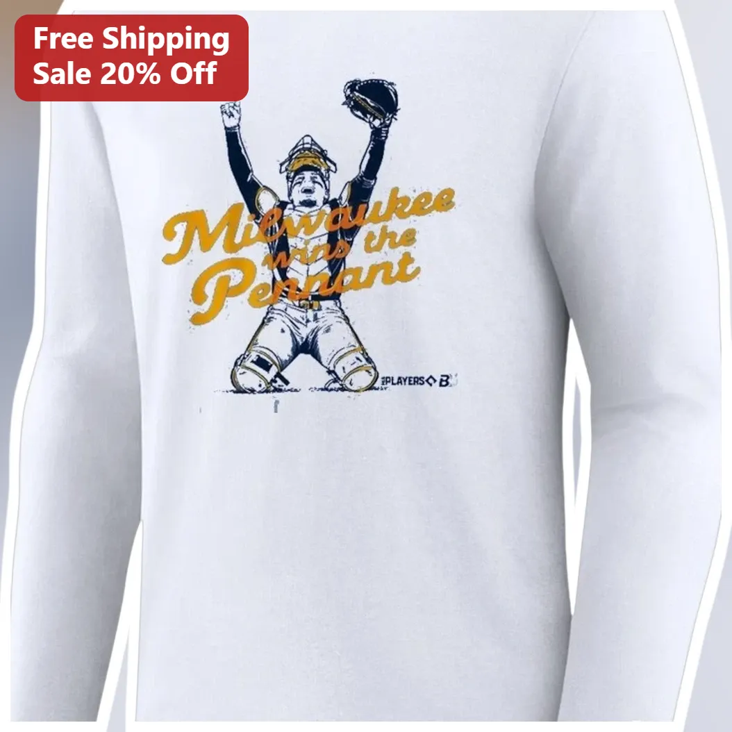 Milwaukee Wins The Pennant Long Sleeve Tee Vintage Baseball — Los Angeles Milwaukee Wins The Pennant Long Sleeve Tee Vintage Baseball Fan Apparel available at our Los Angeles warehouse
