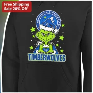 Minnesota Timberwolves The Grinch Christmas Hoodie available at our Los Angeles warehouse