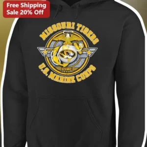 Missouri Tigers U.S. Marine Corps Hoodie Vintage Military College Veteran Gift available at our Los Angeles warehouse