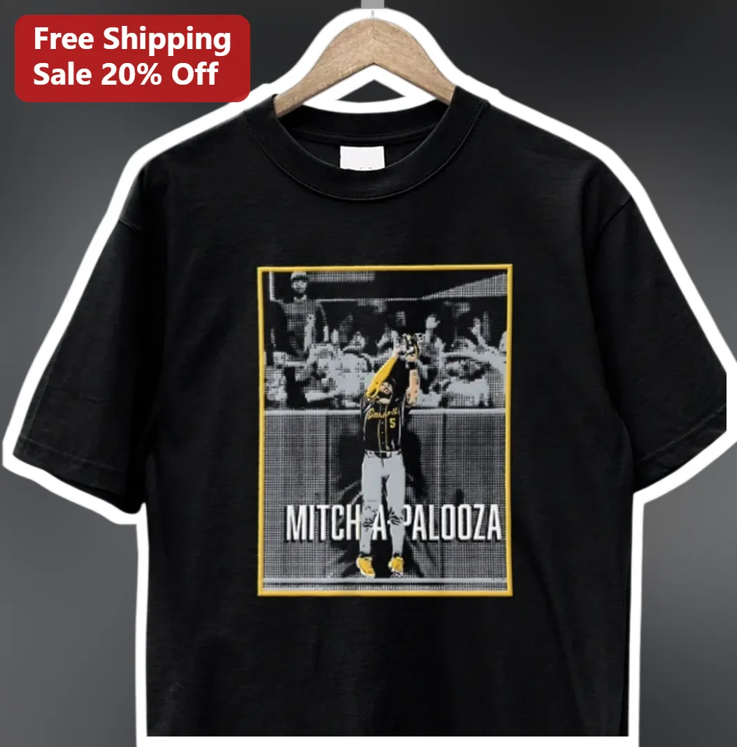 MITCH-A-PALOOZA Tee Mitch Haniger Baseball Outfielder Catch Graphic Shirt for Men available at our Los Angeles warehouse