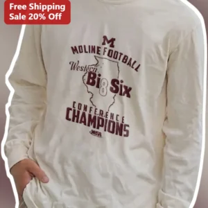 Moline Football Western Big Eight Conference Champions Vintage Long Sleeve Tee available at our Los Angeles warehouse
