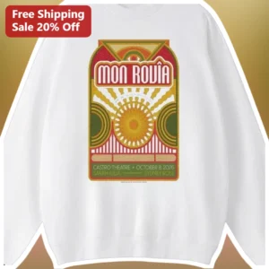 Mon Rouía Retro Psychedelic Concert Poster Sweatshirt Vintage Rock Band Merch Gift available at our Los Angeles warehouse