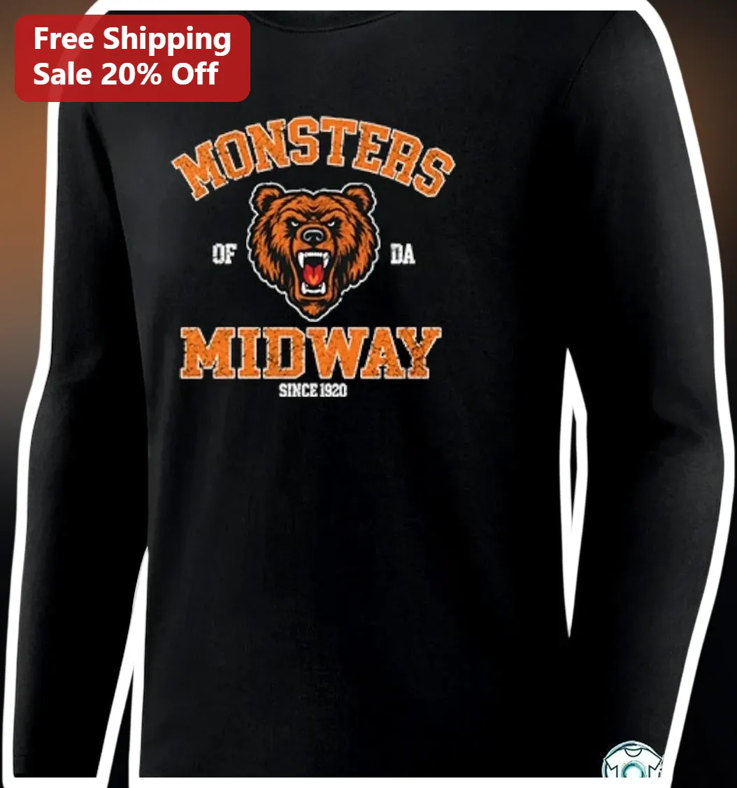 Monsters Of Da Midway Long Sleeve Tee Vintage Grizzly Bear R — Los Angeles Monsters Of Da Midway Long Sleeve Tee Vintage Grizzly Bear Retro Arcade Style Shirt available at our Los Angeles warehouse