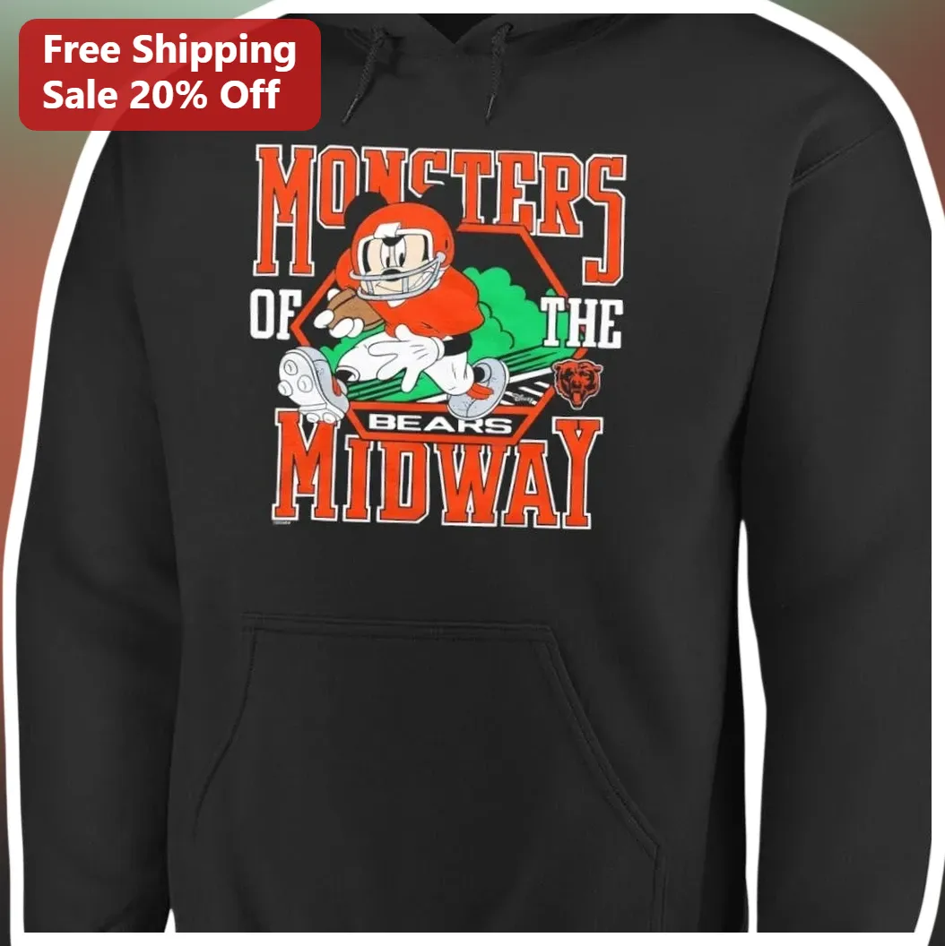 Monsters of the Midway Mickey Mouse Football Hoodie Chicago — Los Angeles Monsters of the Midway Mickey Mouse Football Hoodie Chicago Bears Fan Gear available at our Los Angeles warehouse