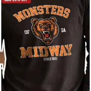 Monsters of the Midway Vintage Chicago Bears Long Sleeve Shirt Retro NFL Fan Gear available at our Los Angeles warehouse