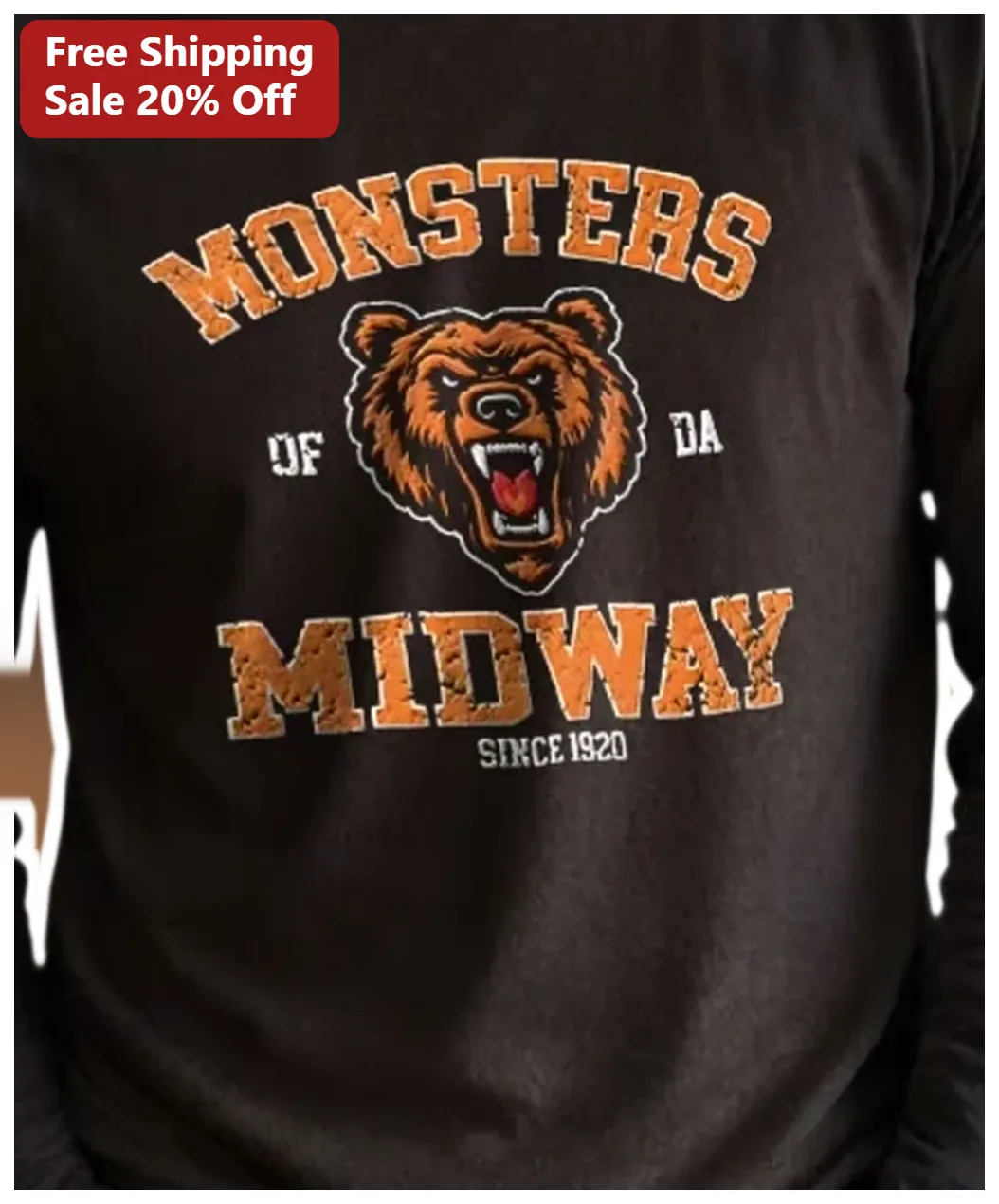 Monsters of the Midway Vintage Chicago Bears Long Sleeve Shirt Retro NFL Fan Gear available at our Los Angeles warehouse