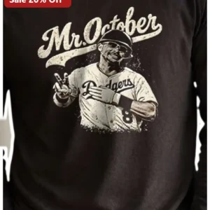 Mr. October Long Sleeve Shirt Reggie Jackson Vintage Baseball Dodgers Fan Gear available at our Los Angeles warehouse