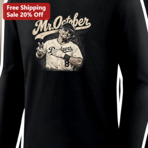 Mr. October Long Sleeve Shirt Vintage Baseball Player Art Gift for Dodgers Fans available at our Los Angeles warehouse