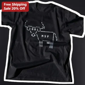 MSF Tee Geometric Cow Line Art Graphic T-Shirt for Farmers and Ranchers available at our Los Angeles warehouse