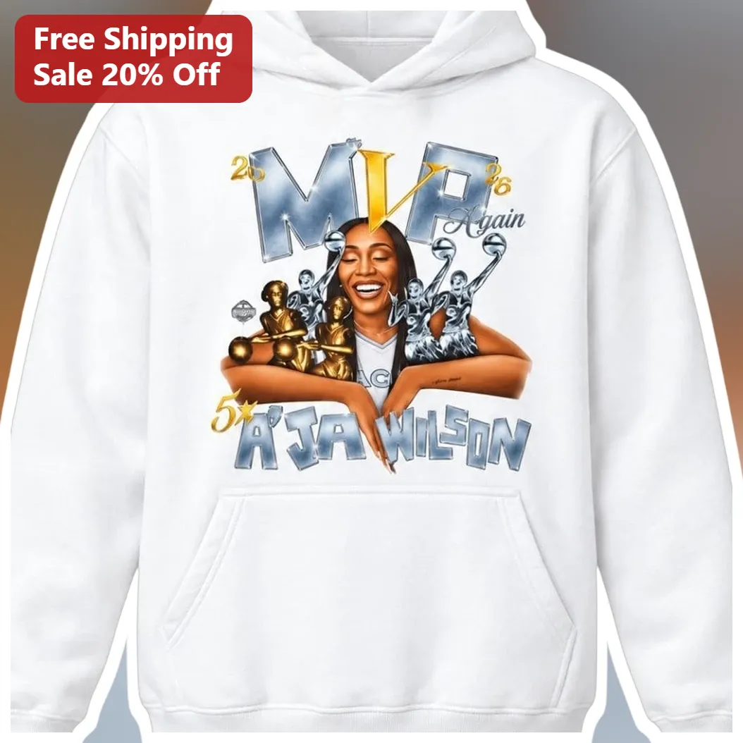 MVP Again A'ja Wilson Hoodie WNBA Las Vegas Aces Champion Ba — Los Angeles MVP Again A'ja Wilson Hoodie WNBA Las Vegas Aces Champion Basketball Fan Apparel available at our Los Angeles warehouse