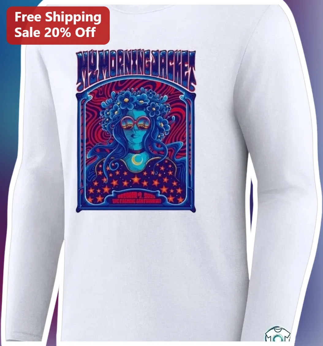 My Morning Jacket Long Sleeve Tee Indie Rock Band Merch Psychedelic Retro Concert Shirt Gift for Mus available at our Los Angeles warehouse