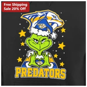 Nashville Predators Grinch Christmas Hoodie NHL Fan Holiday Gift available at our Los Angeles warehouse